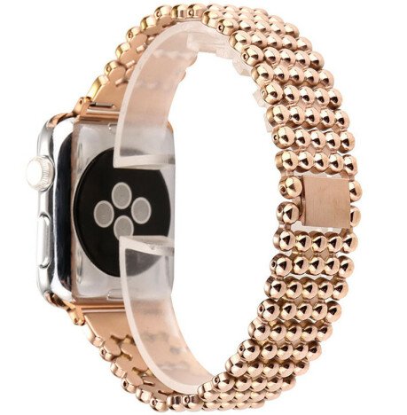 Curea iUni compatibila cu Apple Watch 1/2/3/4/5/6/7, 44mm, Luxury, Otel Inoxidabil, Rose Gold